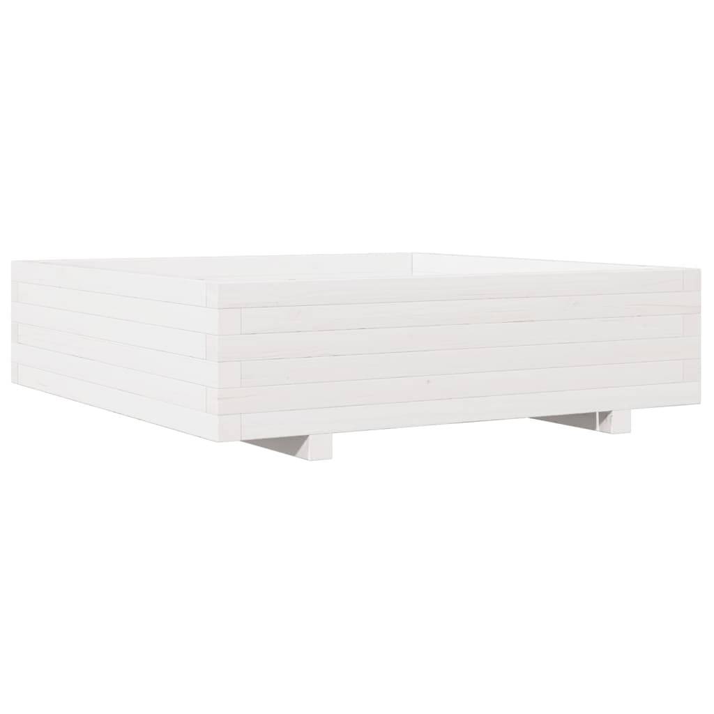 Maison Chic - Jardinière | Pot de fleurs | Cache-pot | Bac à fleurs blanc 90x90x26,5 cm bois de pin massif - Image 7