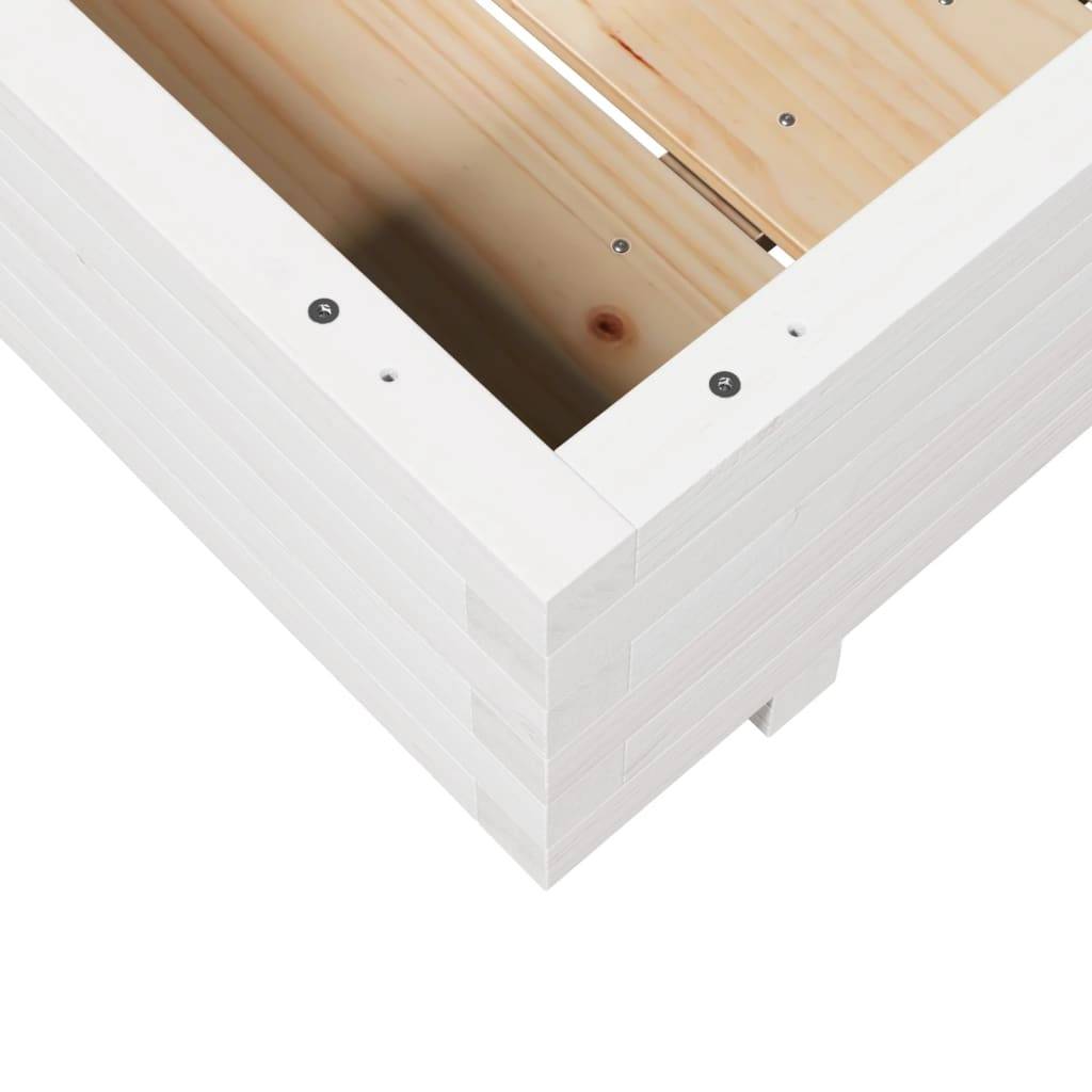 Maison Chic - Jardinière | Pot de fleurs | Cache-pot | Bac à fleurs blanc 90x90x26,5 cm bois de pin massif - Image 8