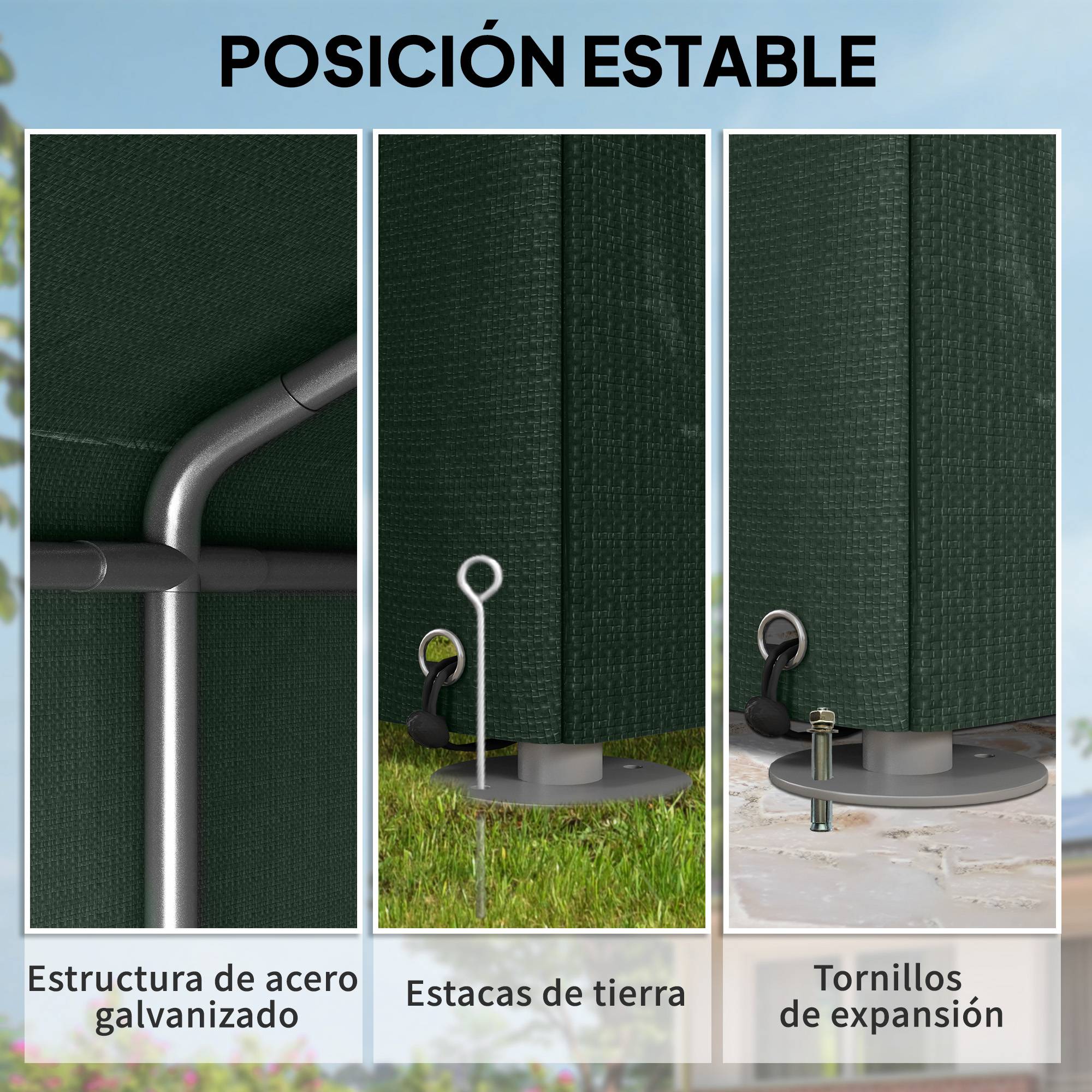Abri de jardin pour vélos 1,2 x 1,8 x 1,65 m, 2 compartiments, porte zippée, imperméable, résistant aux UV, vert - Image 7
