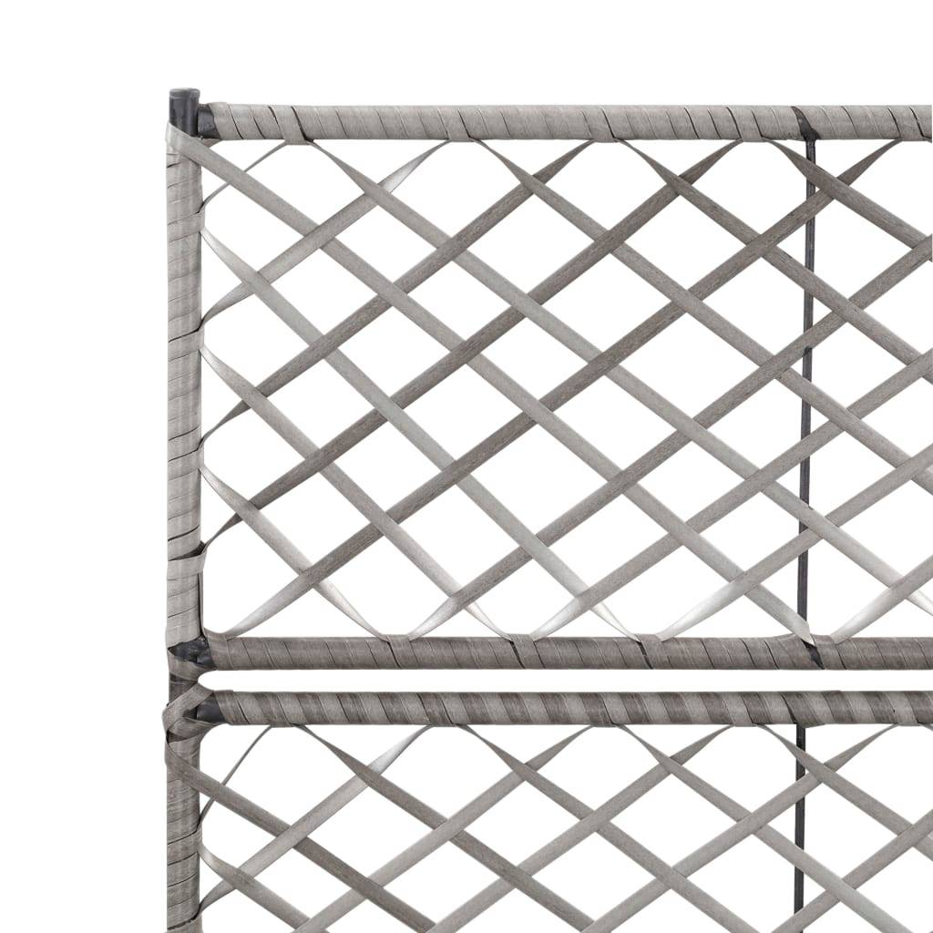 Jardinière lit surélevé plantes fleurs jardin en treillis 2 pots 58 x 30 x 107 cm résine tressée gris - Image 5