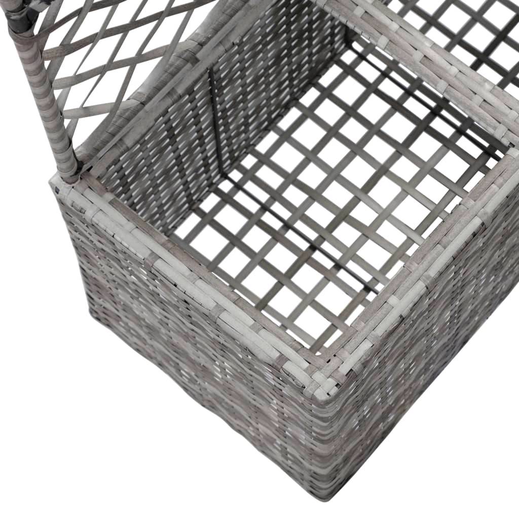 Jardinière lit surélevé plantes fleurs jardin en treillis 2 pots 58 x 30 x 107 cm résine tressée gris - Image 6