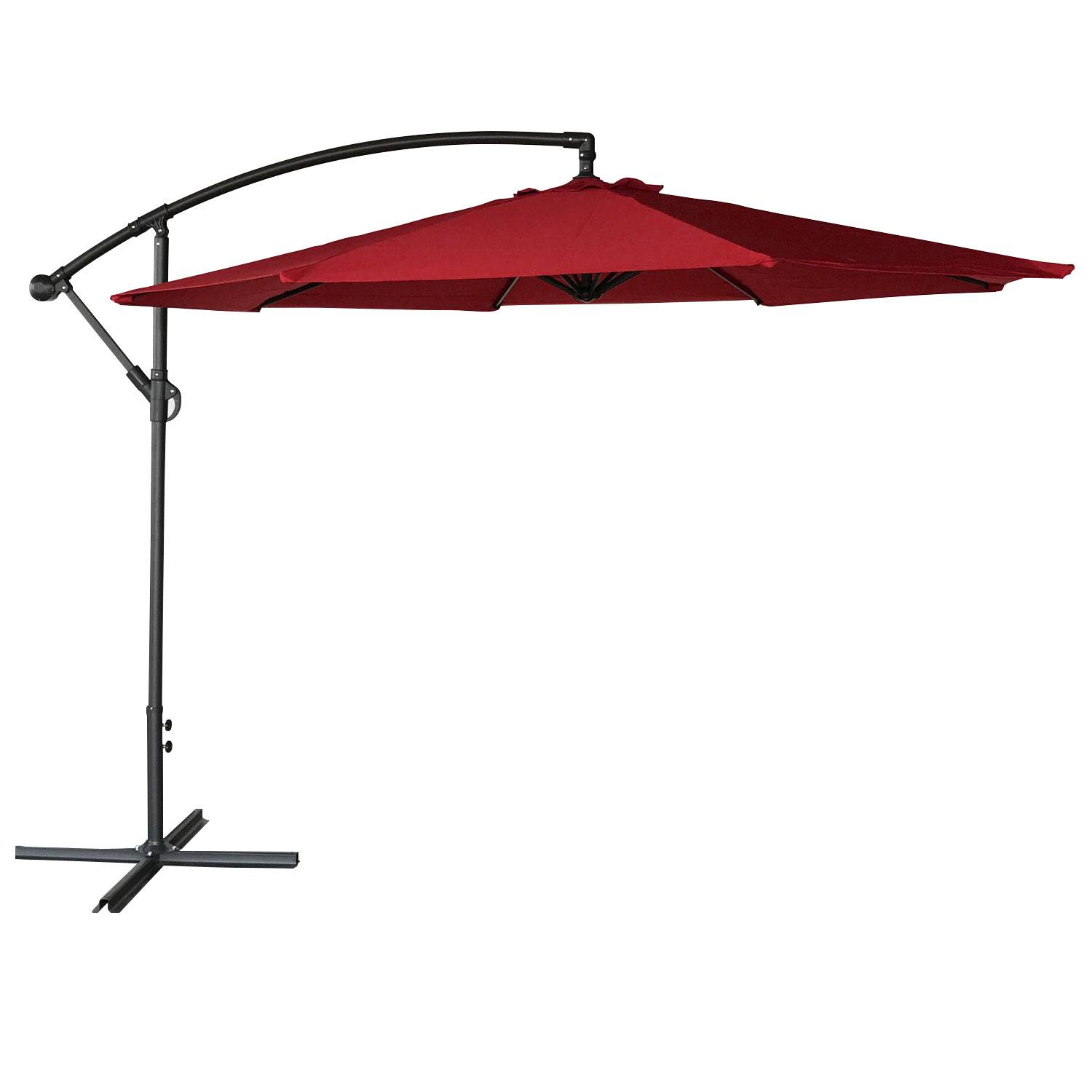 Parasol déporté OAHU rond 3m de diamètre rouge - HAPPY GARDEN - Image 1