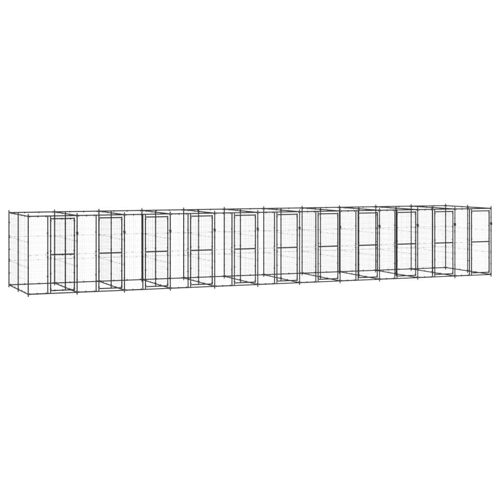 Helloshop26 - Chenil extérieur cage enclos parc animaux chien d'extérieur pour chiens acier 26,62 m² - Image 1