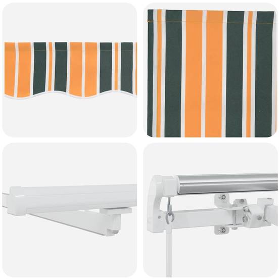 Auvent de Terrasse Manuel Tissu Acier avec Éclairage LED pour Soirées Vert et Jaune 400x300 cm – ComfortXL Outdoor Living - Image 5