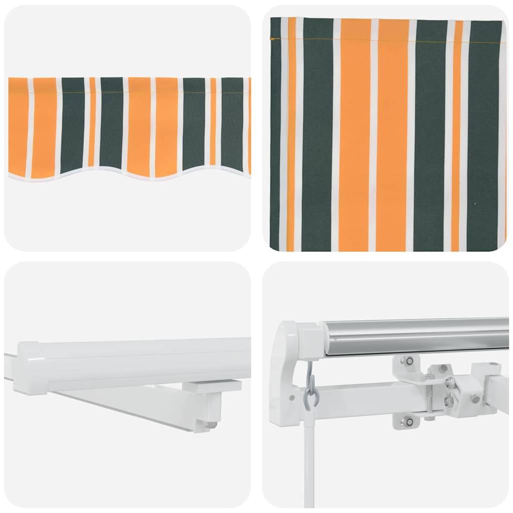Auvent de Terrasse Manuel Tissu Acier avec Éclairage LED pour Soirées Vert et Jaune 400x300 cm – ComfortXL Outdoor Living - Image 5