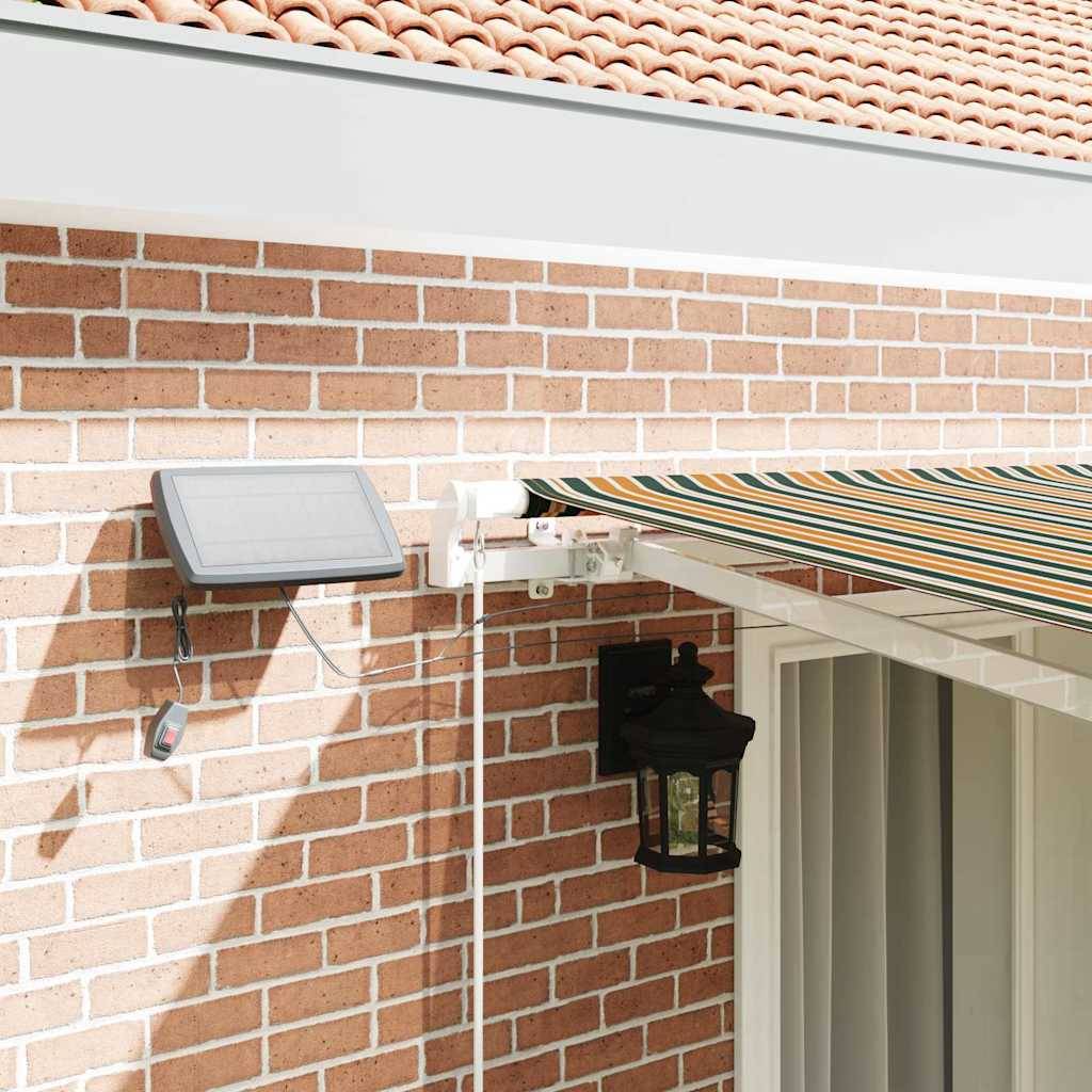 Auvent de Terrasse Manuel Tissu Acier avec Éclairage LED pour Soirées Vert et Jaune 400x300 cm – ComfortXL Outdoor Living - Image 4