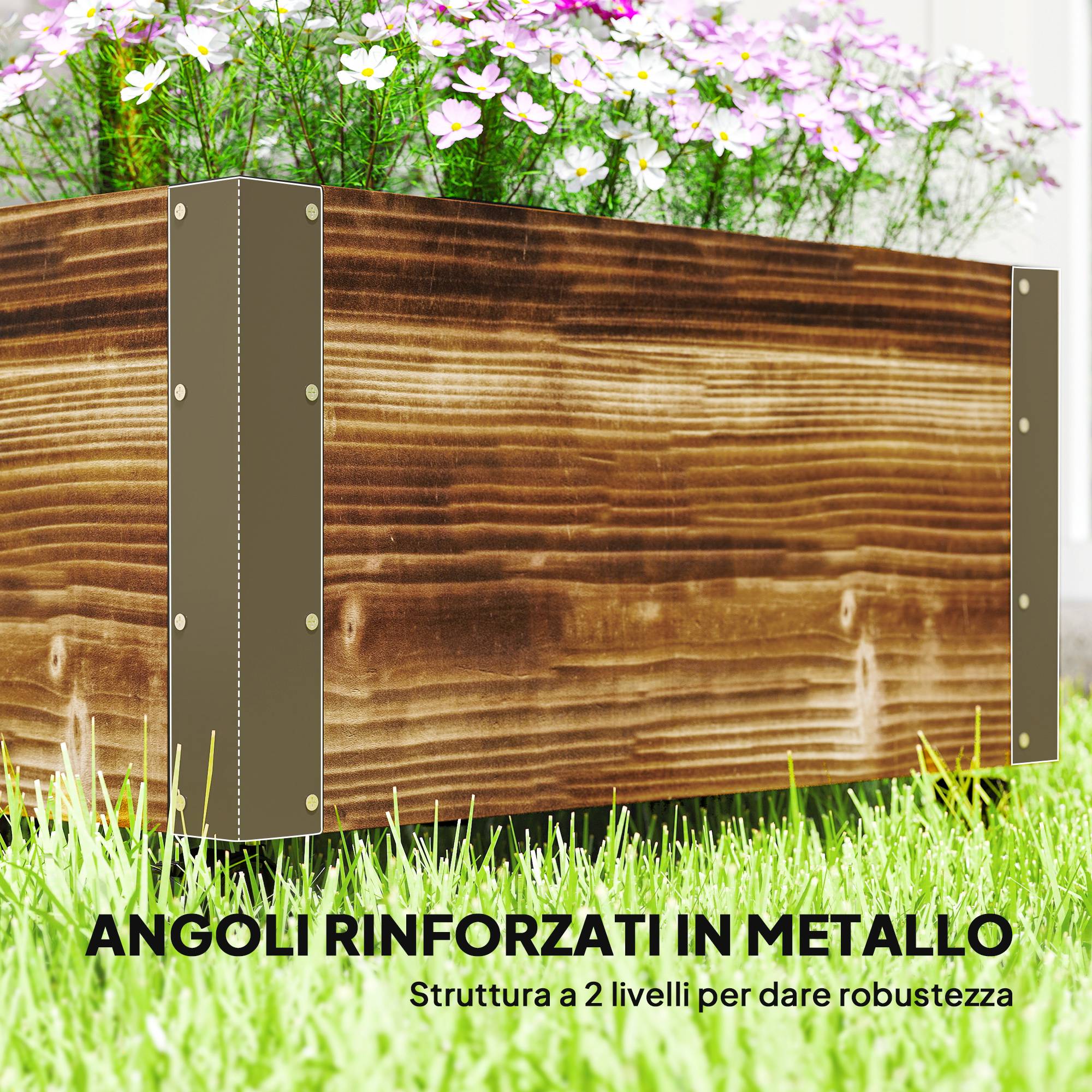 Jardinière bois sapin avec treillis plantes grimpantes sur roulettes 65x31x147cm - ComfortXL Outdoor Living - Image 8