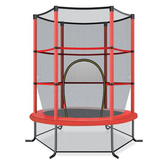 Trampoline de Jardin pour Enfants Ø165CM avec Filet de Protection Appuis de Ressorts et Structure en Acier Rouge F410R - Image 3