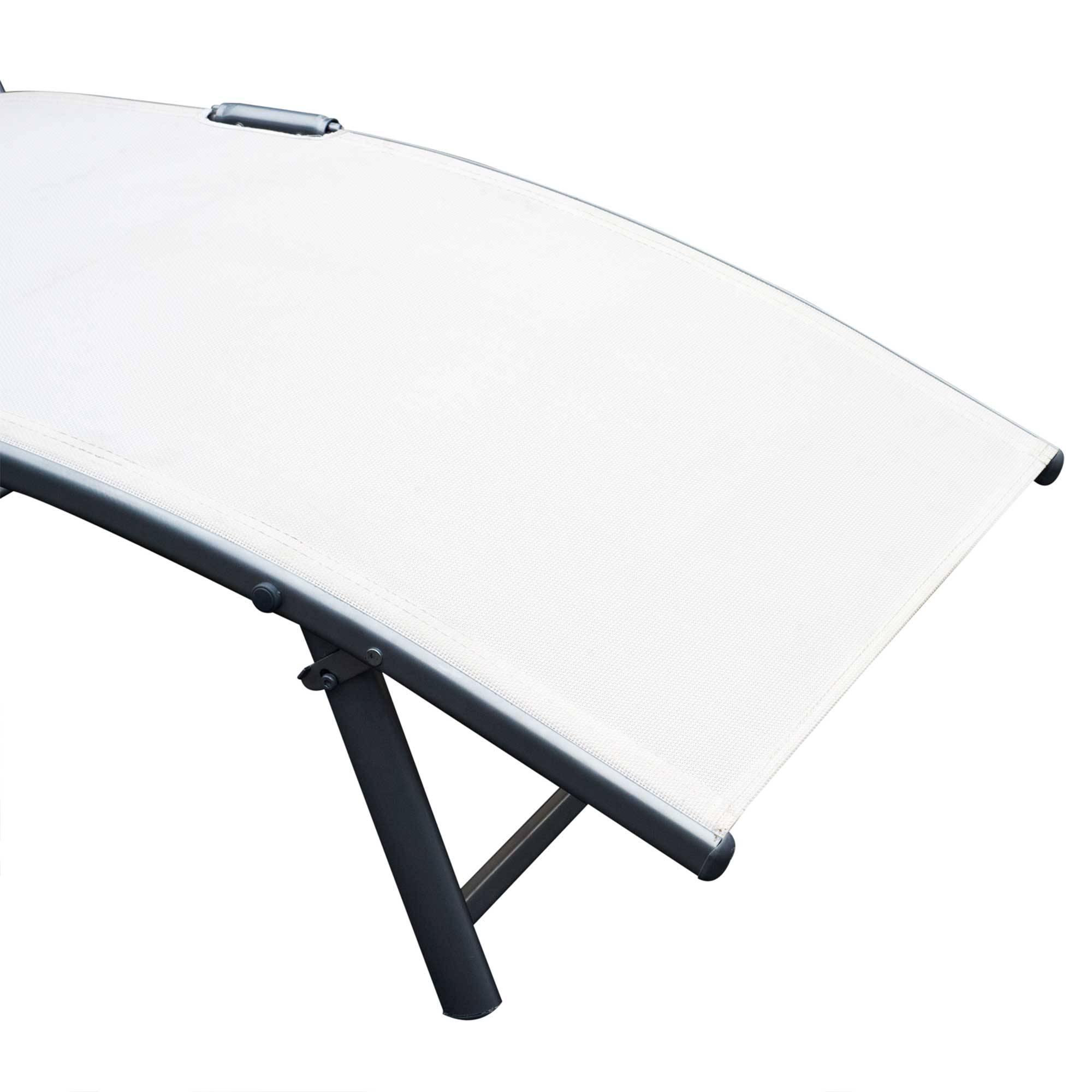 Outsunny - Bain de soleil pliable dossier inclinable multi-positions têtière fournie métal époxy textilène beige - Outsunny - Image 4