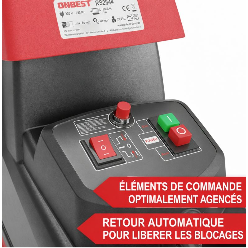 Broyeur de vegetaux electrique RS2844  2800 W Bac collecteur 60 L - Image 5