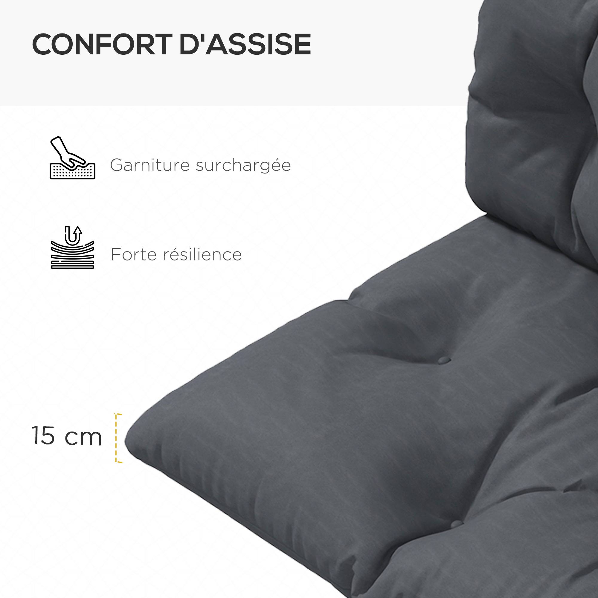 Maison Chic - Ensemble de 2 coussins d'extérieur pour banquette 1 coussin d'assise et 1 coussins de dossier polyester hydrofuge gris - Image 7
