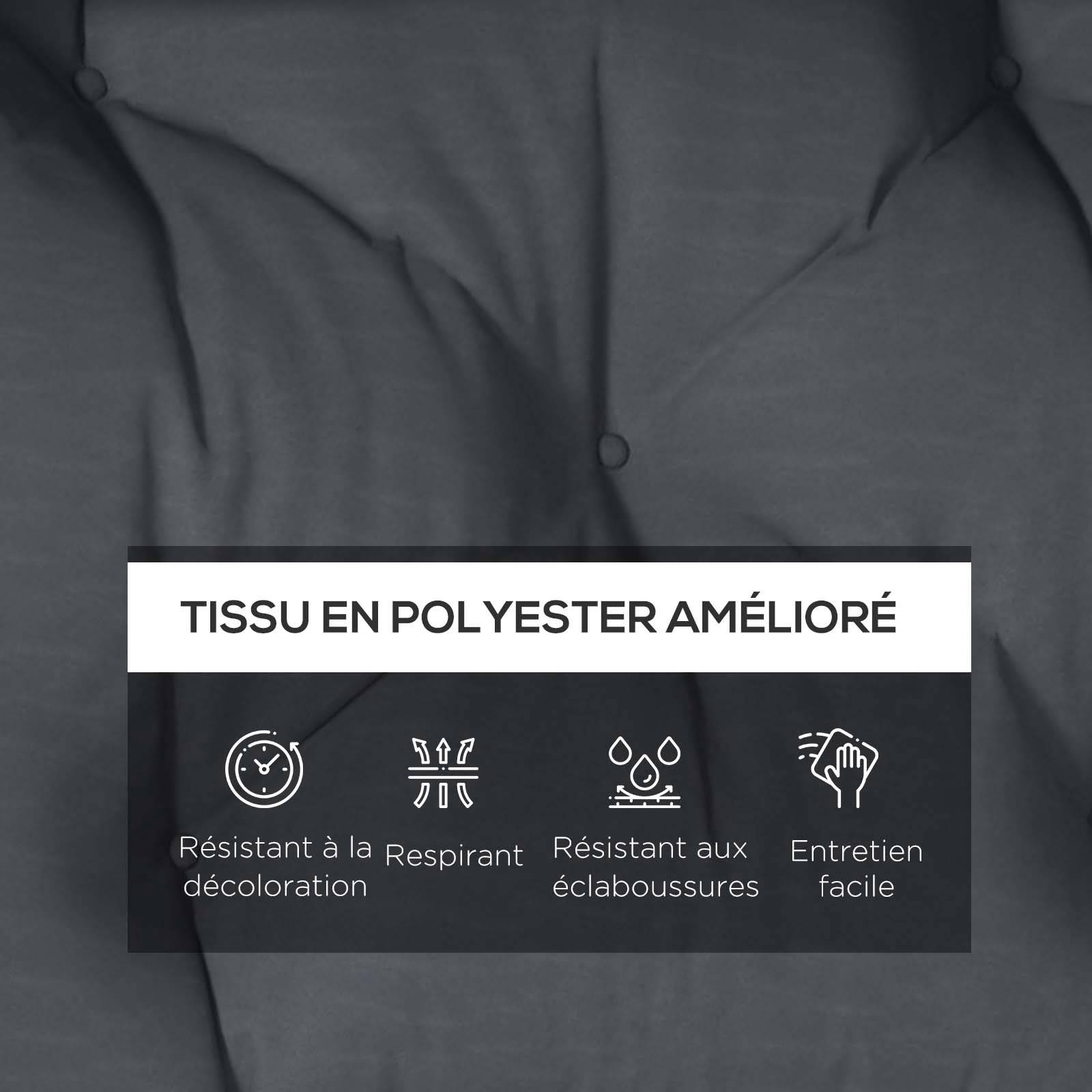 Maison Chic - Ensemble de 2 coussins d'extérieur pour banquette 1 coussin d'assise et 1 coussins de dossier polyester hydrofuge gris - Image 6