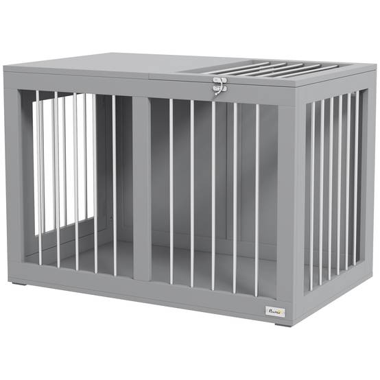 Cage de transport pour chien,2 portes verrouillables, grille acier,80x50x56,5 cm gris - Image 2