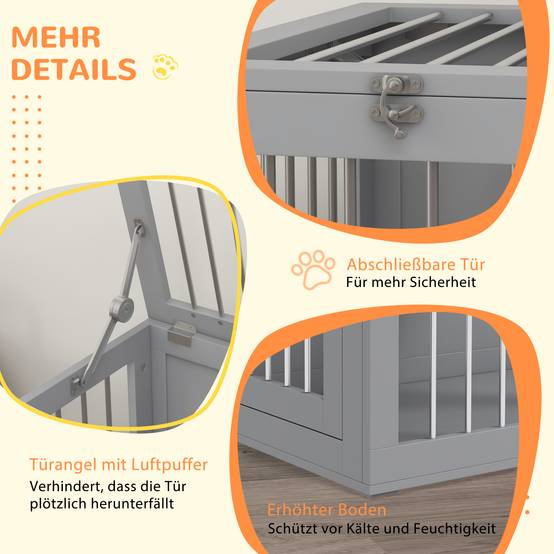 Cage de transport pour chien,2 portes verrouillables, grille acier,80x50x56,5 cm gris - Image 8