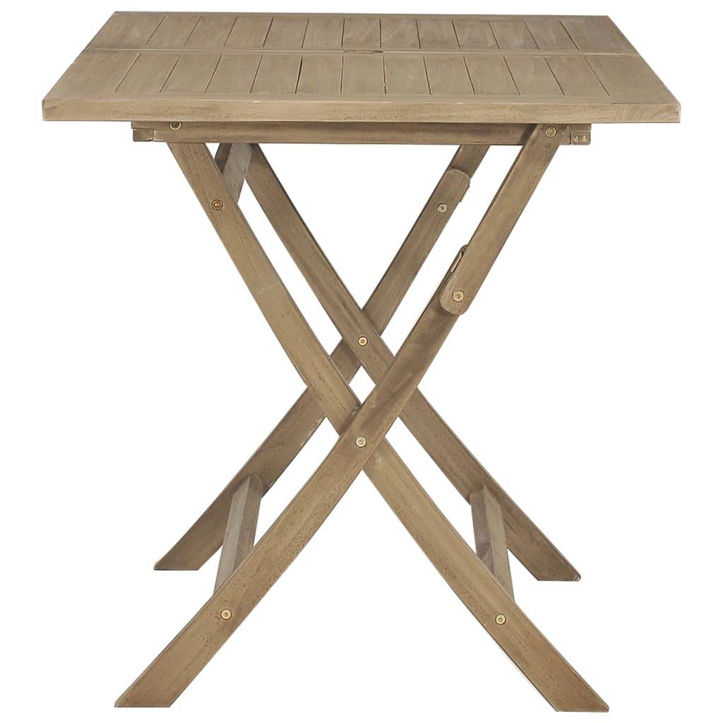 Table de jardin - Table Extérieure - Table De Patio pliante gris 120x70x75 cm bois de teck solide - Image 4