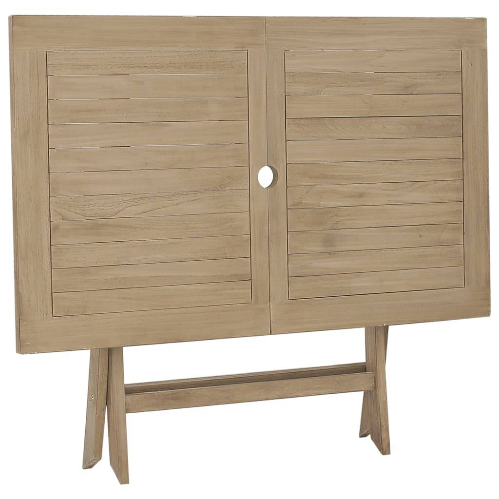 Table de jardin - Table Extérieure - Table De Patio pliante gris 120x70x75 cm bois de teck solide - Image 5
