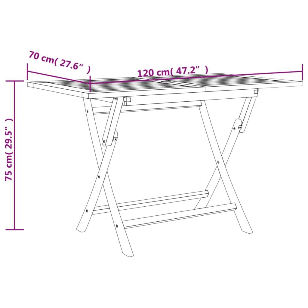 Table de jardin - Table Extérieure - Table De Patio pliante gris 120x70x75 cm bois de teck solide - Image 8