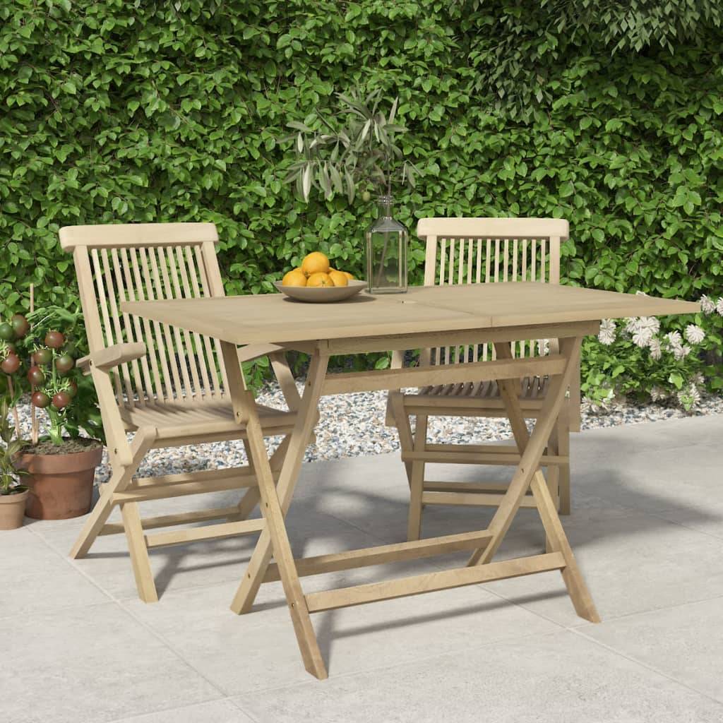Table de jardin - Table Extérieure - Table De Patio pliante gris 120x70x75 cm bois de teck solide - Image 2