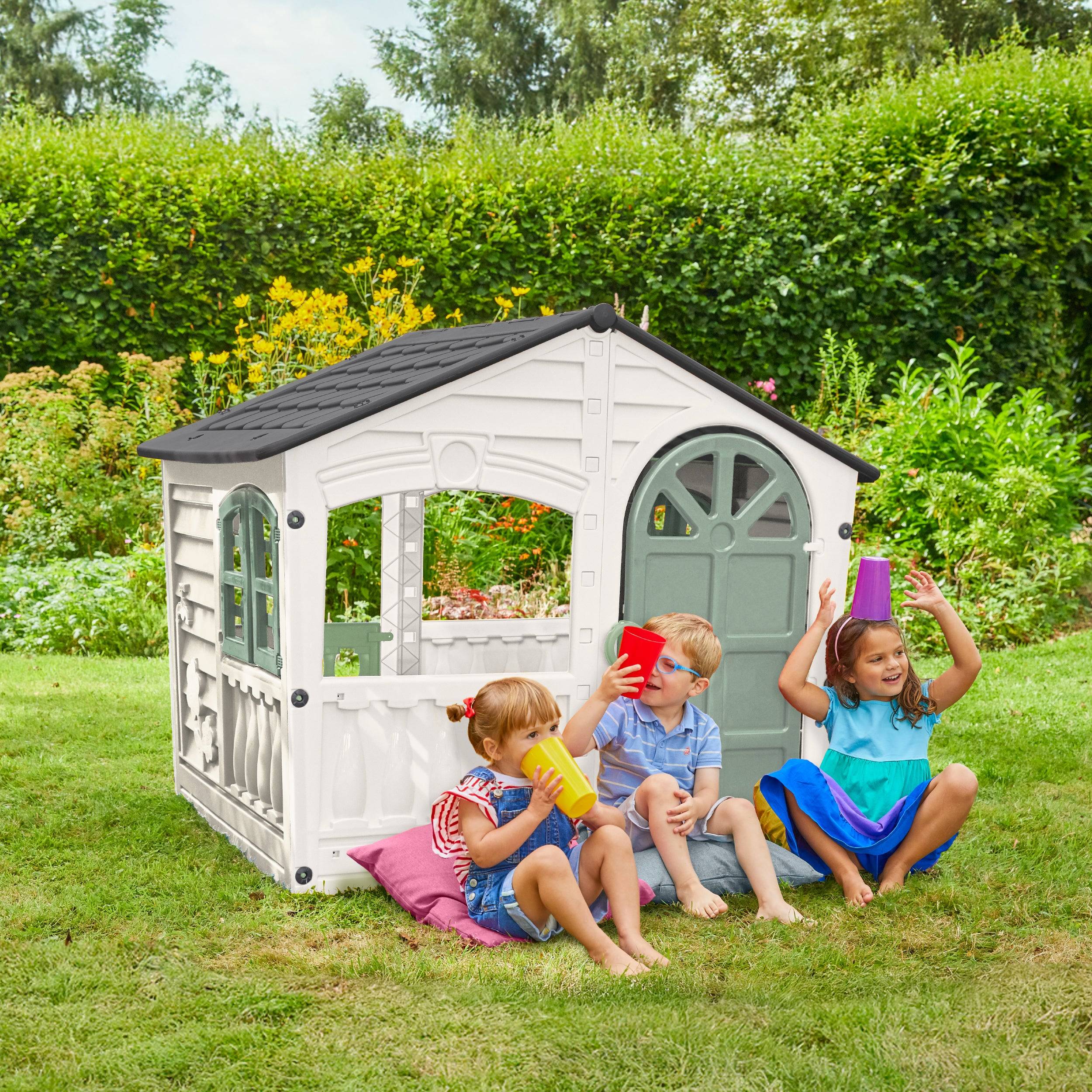 Maisonnette cabane plastique blanc crème SNOWDRIFT - Image 1