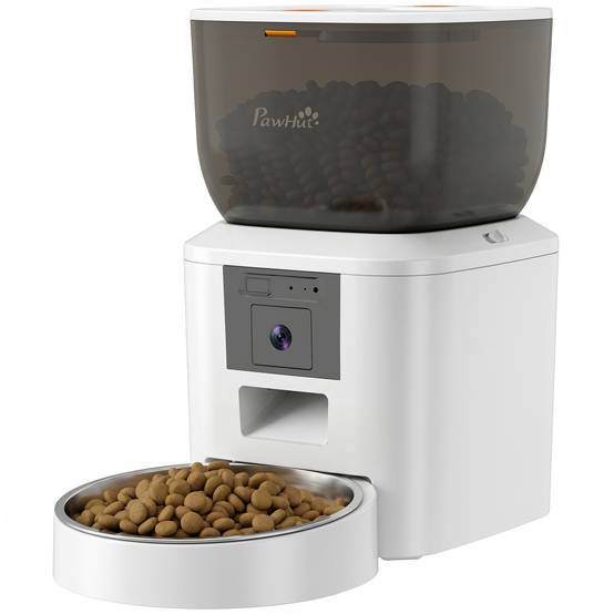 Distributeur automatique nourriture chat chien 4L WiFi 2.4G, pilotage appli avec caméra, bol, blanc - Image 2