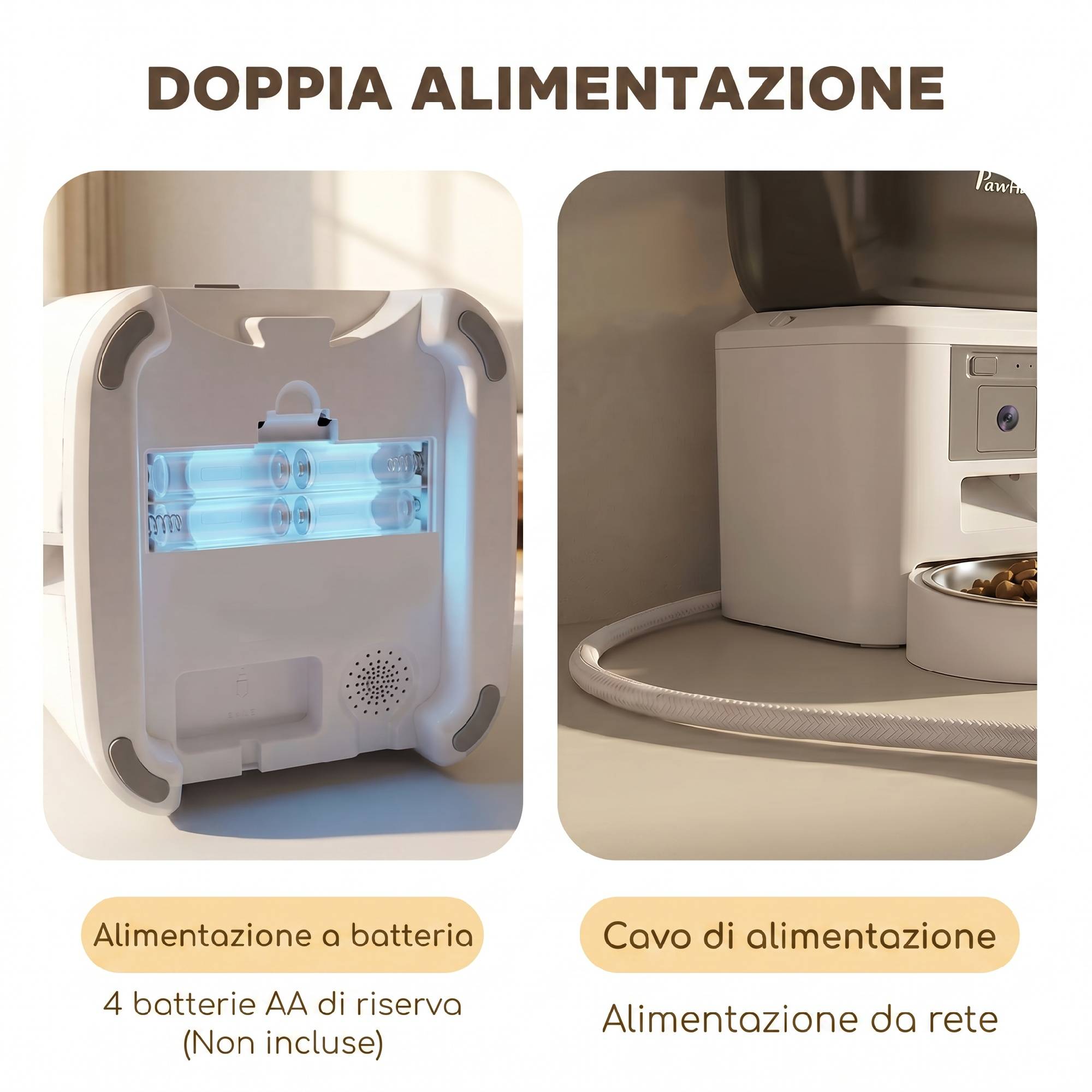 Distributeur automatique nourriture chat chien 4L WiFi 2.4G, pilotage appli avec caméra, bol, blanc - Image 8