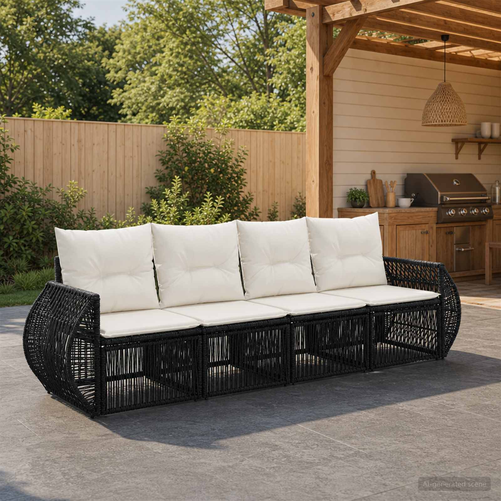 Vidaxl - Ensemble de canapé de jardin 4 pcs-Salons de jardin 4 place Noir et blanc crème 219290 - Image 1