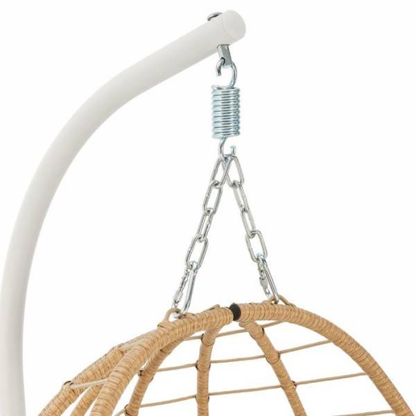 Fauteuil oeuf suspendu - PALAVA - Structure en acier - Tissage en rotin synthétique - D95 x L98 x H200 cm - Image 6