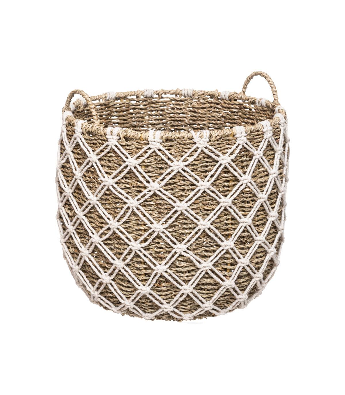 Set de 3 Paniers de rangement en Macramé et Roseau naturel - Image 5
