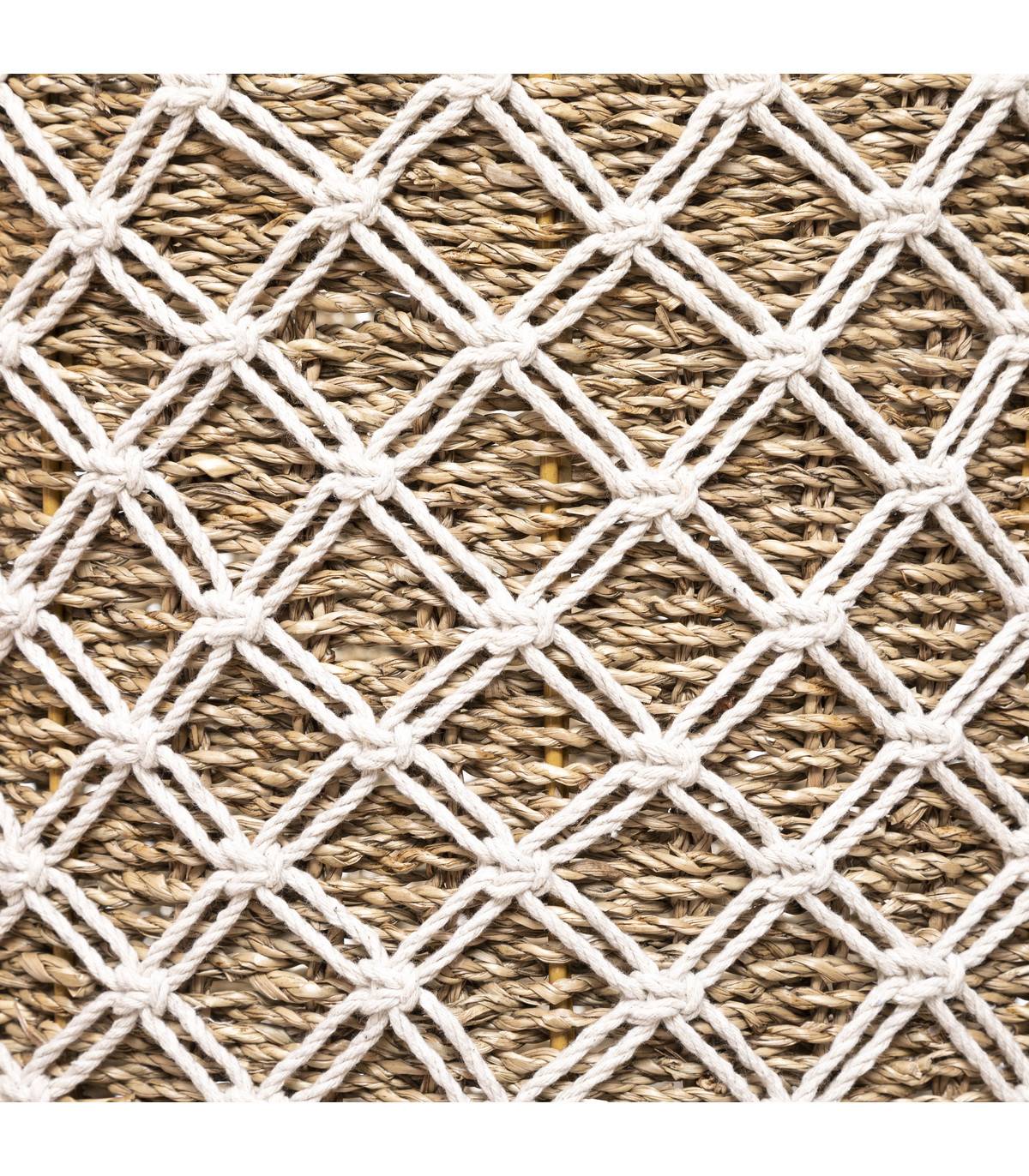 Set de 3 Paniers de rangement en Macramé et Roseau naturel - Image 2