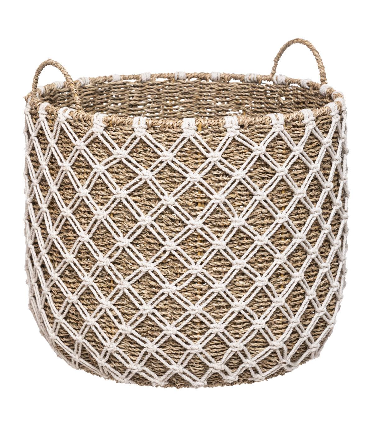 Set de 3 Paniers de rangement en Macramé et Roseau naturel - Image 3