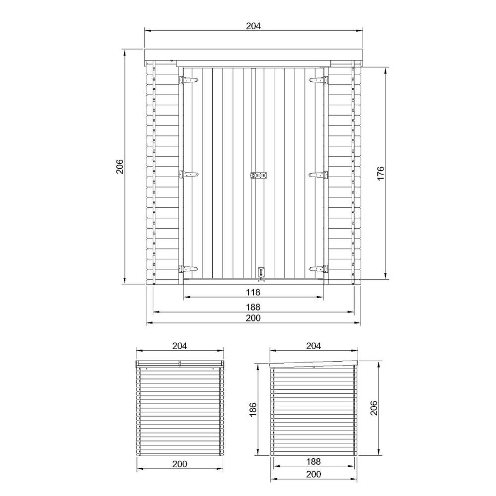 Timbela - Abri de Jardin en Bois AVEC SOL TRAITÉ - 3.53 m² / 204x204xH206 cm - Timbela M309C1+M309G - Image 5