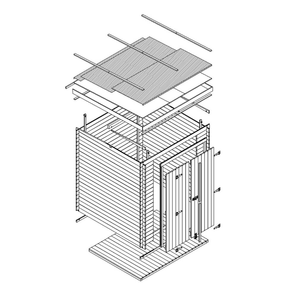 Timbela - Abri de Jardin en Bois AVEC SOL TRAITÉ - 3.53 m² / 204x204xH206 cm - Timbela M309C1+M309G - Image 7