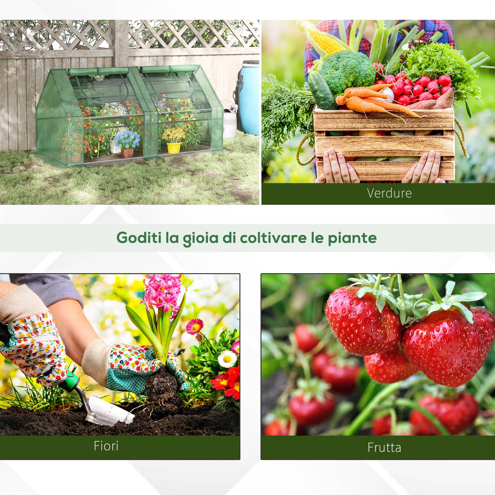 Sans Marque - Serre légumes 180x90x90 cm structure acier double bâche PE PVC serre compacte culture tomates légumes plantes serre potagère verte jardin balcon - Image 9