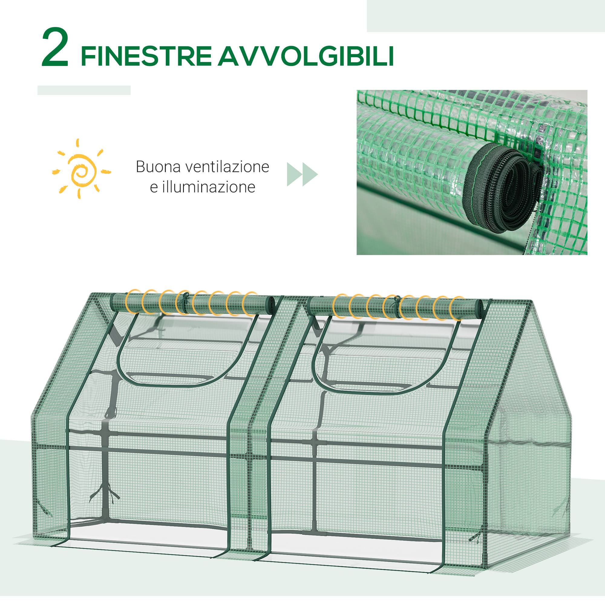Sans Marque - Serre légumes 180x90x90 cm structure acier double bâche PE PVC serre compacte culture tomates légumes plantes serre potagère verte jardin balcon - Image 8
