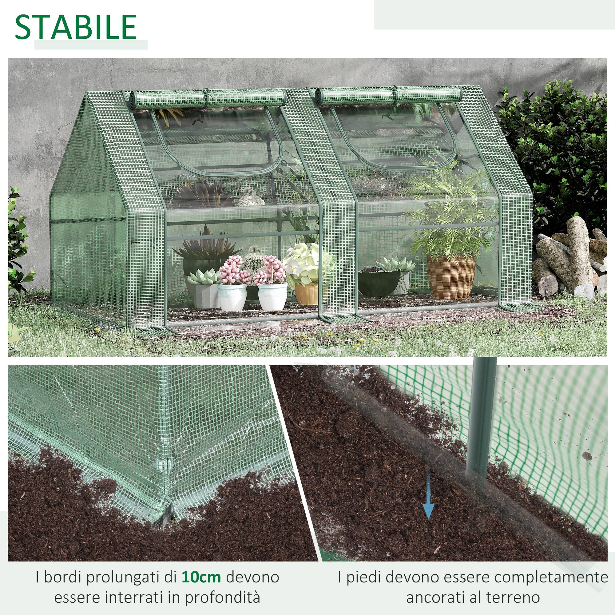 Sans Marque - Serre légumes 180x90x90 cm structure acier double bâche PE PVC serre compacte culture tomates légumes plantes serre potagère verte jardin balcon - Image 7