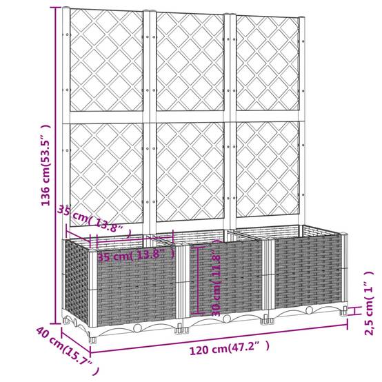 ComfortXL - Grande Jardinière Haute avec Treillis en PP pour Brise-vue Végétal Blanc 120cm – ComfortXL Outdoor Living - Image 8