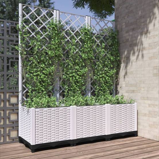 ComfortXL - Grande Jardinière Haute avec Treillis en PP pour Brise-vue Végétal Blanc 120cm – ComfortXL Outdoor Living - Image 1