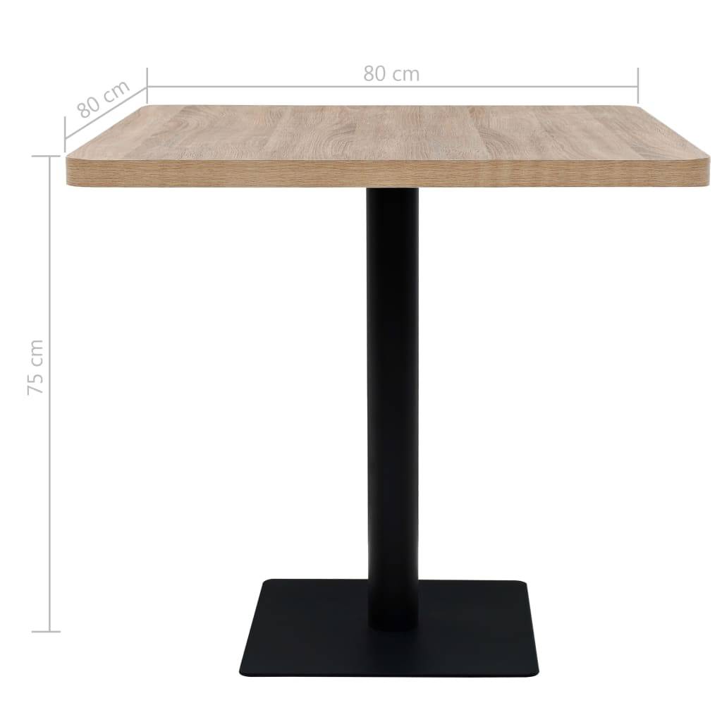 Helloshop26 - Table haute mange debout bar bistrot MDF et acier carré 80 x 80 cm chêne beige - Image 5