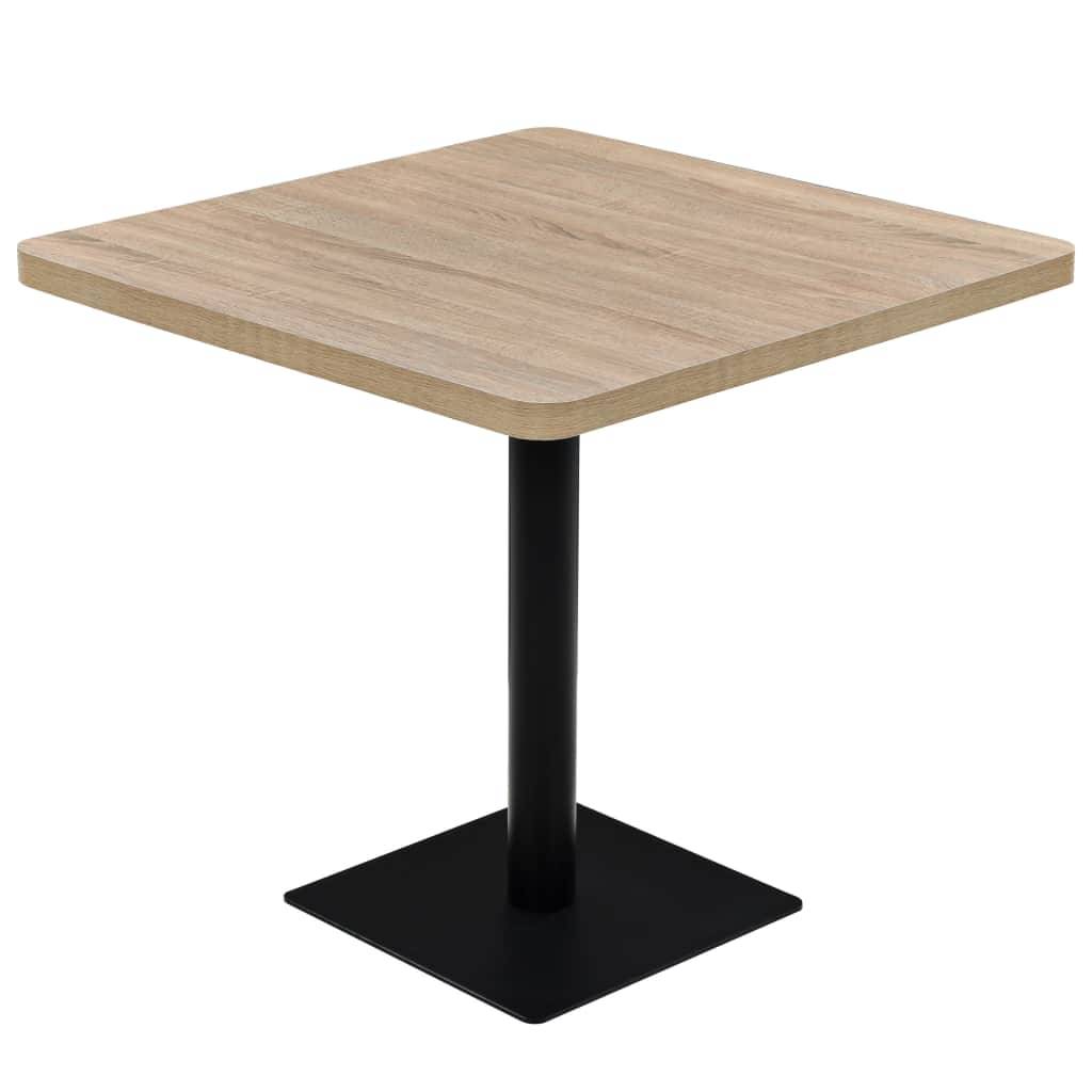 Helloshop26 - Table haute mange debout bar bistrot MDF et acier carré 80 x 80 cm chêne beige - Image 1