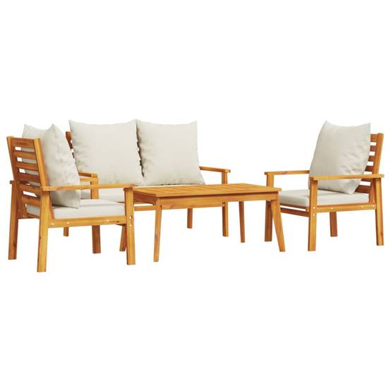 ComfortXL - Salon de Jardin Bas 4 Pièces Bois d'Acacia Massif Huilé Table Basse Banc et Fauteuils Terrasse Brun – ComfortXL Outdoor Living - Image 2