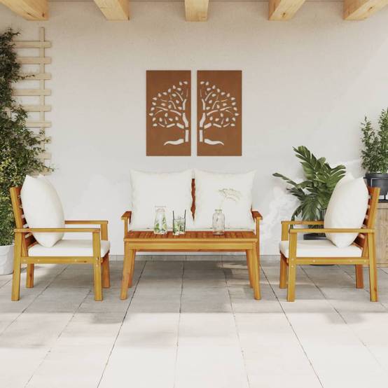 ComfortXL - Salon de Jardin Bas 4 Pièces Bois d'Acacia Massif Huilé Table Basse Banc et Fauteuils Terrasse Brun – ComfortXL Outdoor Living - Image 1