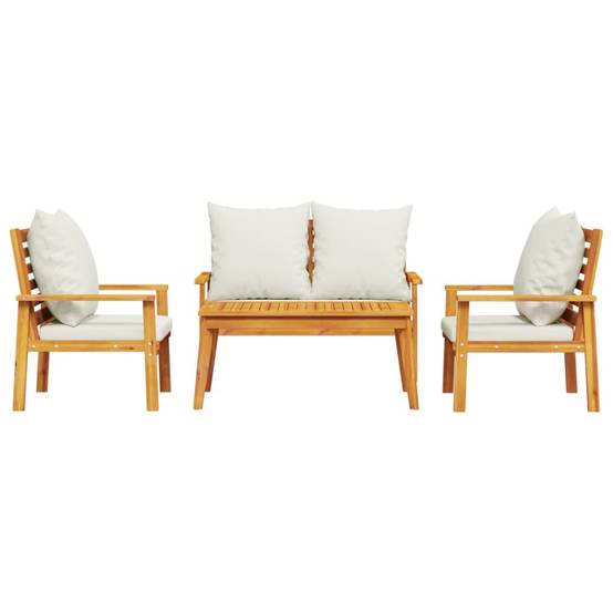 ComfortXL - Salon de Jardin Bas 4 Pièces Bois d'Acacia Massif Huilé Table Basse Banc et Fauteuils Terrasse Brun – ComfortXL Outdoor Living - Image 3