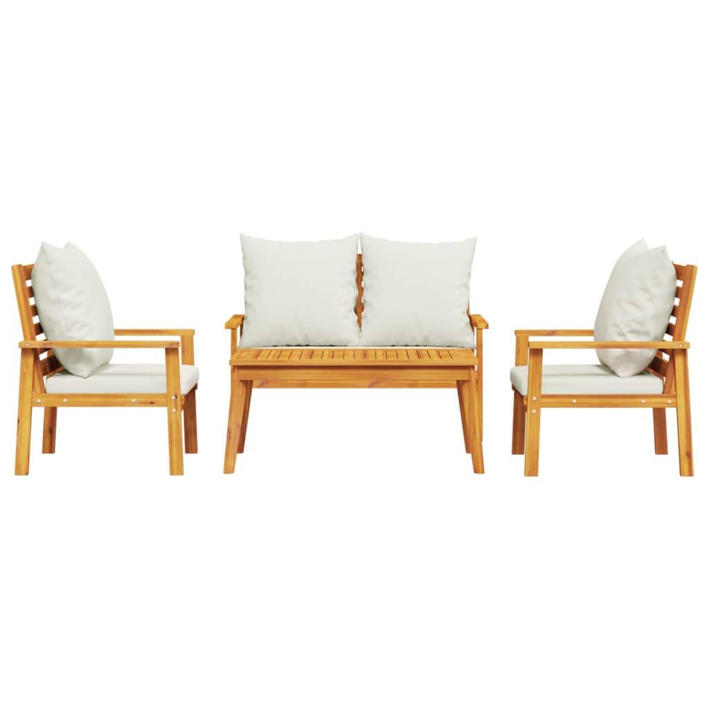 ComfortXL - Salon de Jardin Bas 4 Pièces Bois d'Acacia Massif Huilé Table Basse Banc et Fauteuils Terrasse Brun – ComfortXL Outdoor Living - Image 3