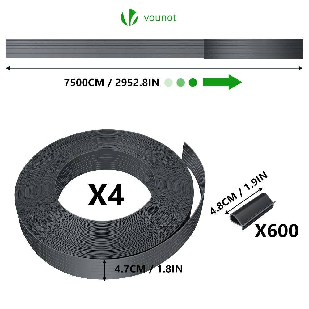 Kit de lamelles occultantes PVC brise vue 300m x 4.7cm avec 600 clips Gris - Image 4