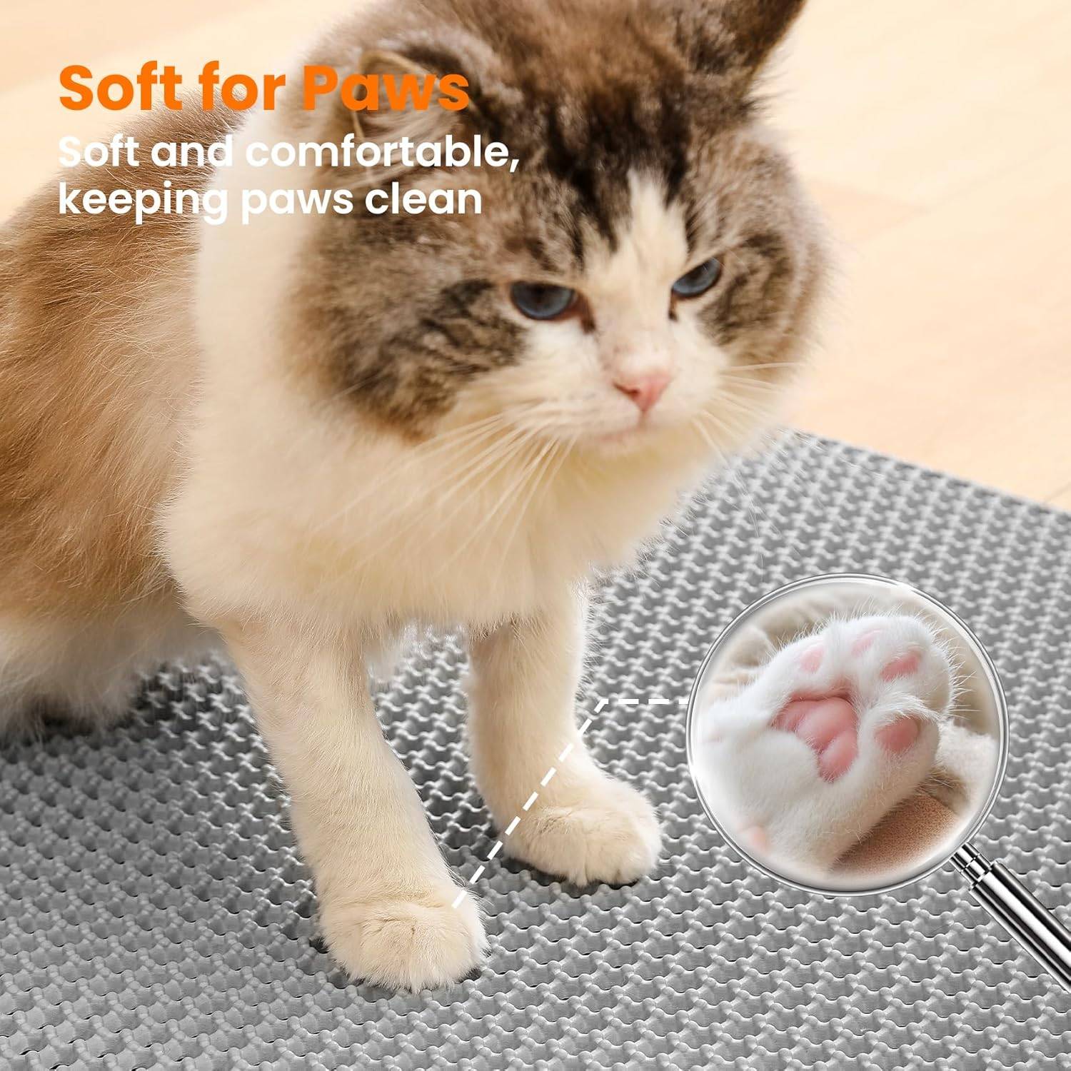 Tapis de litière pour chat, double couche, nid d'abeille, antidérapant, imperméable et anti-urine, accessoire pour chat, 55*75 cm, gris-Lytech - Image 6