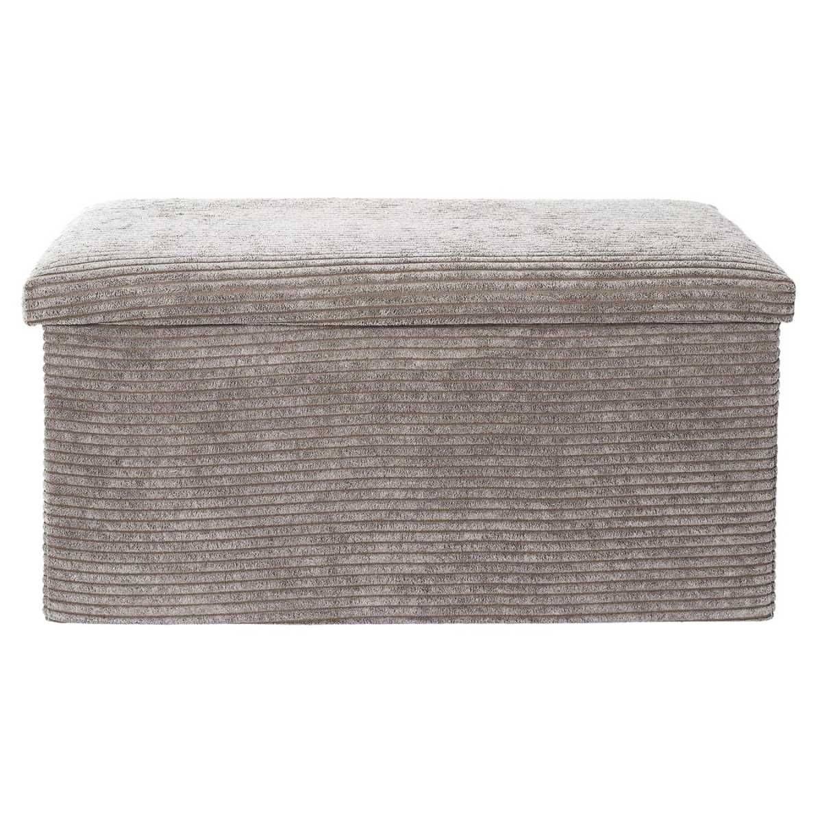 Banc Coffre Pliable Côtelé Taupe 76x38 cm - AMORY - Image 5