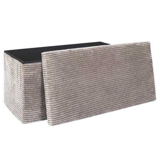 Banc Coffre Pliable Côtelé Taupe 76x38 cm - AMORY - Image 3