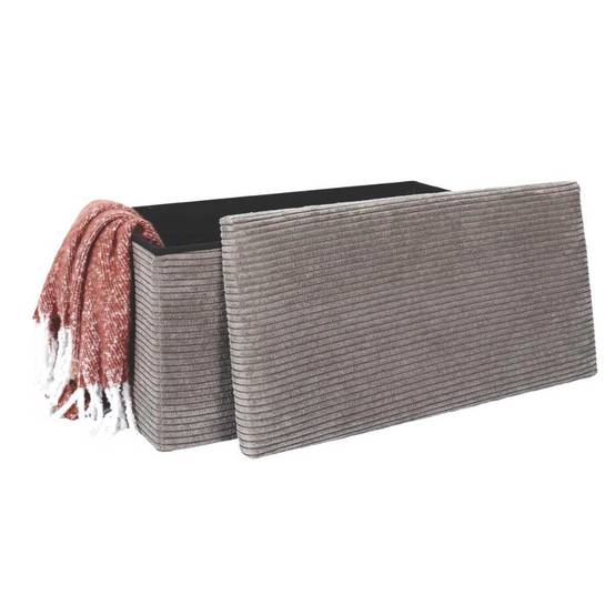 Banc Coffre Pliable Côtelé Taupe 76x38 cm - AMORY - Image 6