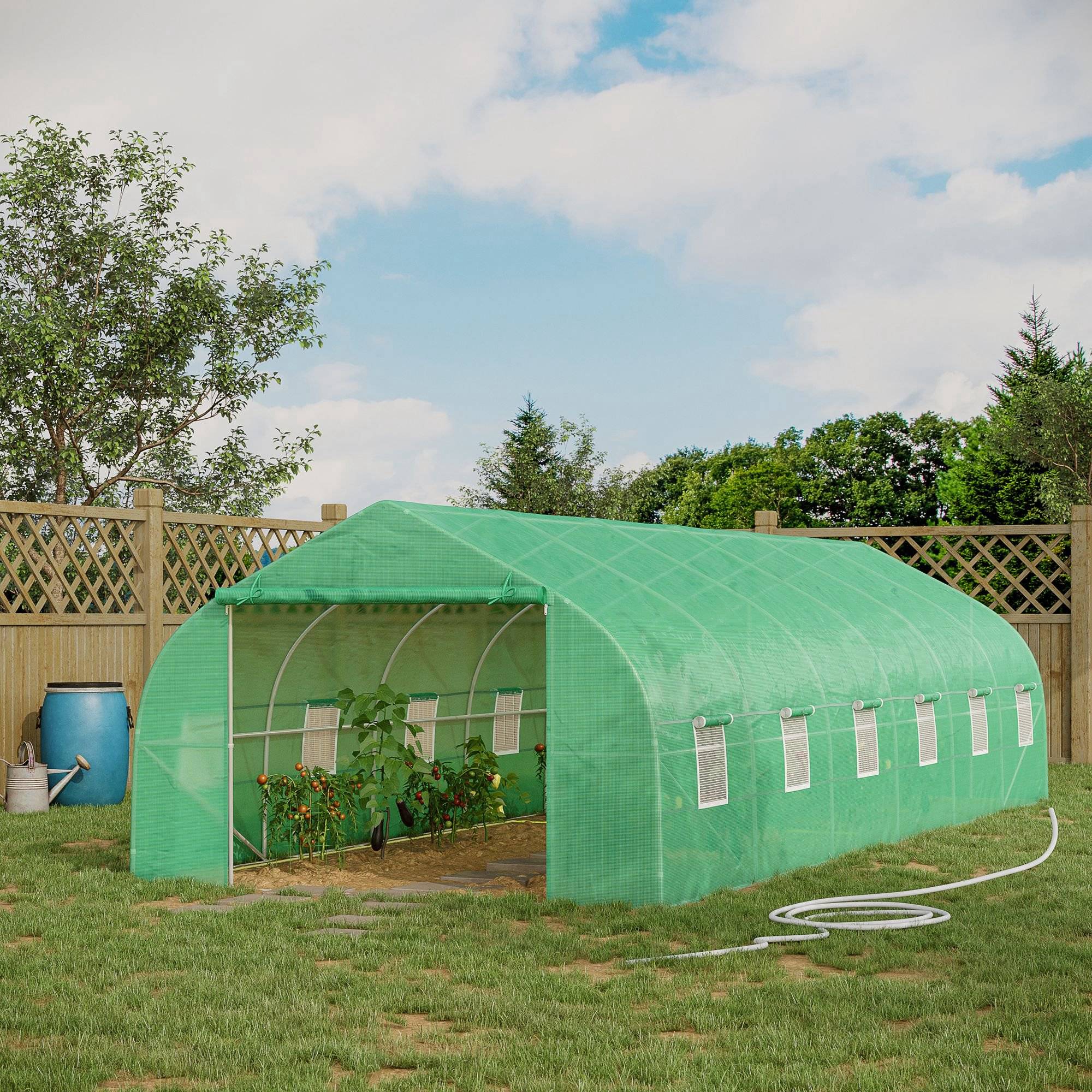 Serre Tunnel de Jardin 24 m² 8 x 3 x 2 m, Structure en Acier, Bâche PE, Porte et 12 Fenêtres - Image 4