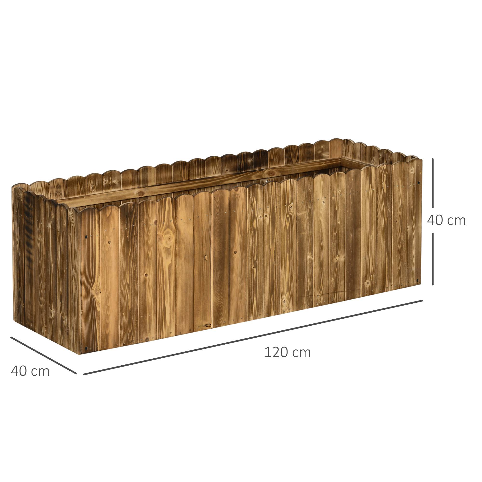 Jardinière surélevée bois sapin jardin terrasse drainage intégré 120x40x40cm naturel - ComfortXL Outdoor Living - Image 5